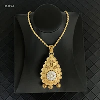 trendy bistratal pendant necklace for bridal arabic royal wedding jewelry pendants in gold water drop hollow pendants