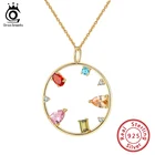 Ожерелье ORSA JEWELS 2021 с уникальным кулоном, многоцветное ожерелье из серебра 925 пробы с цирконом, цепочка 45 мм, женская бижутерия, подарок OSN231