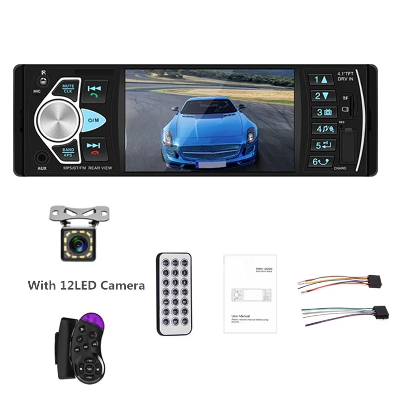 With 12LED Camera LTBFM Автомагнитола 1 Din " сенсорный 4022D Автомагнитола Автомобильная стерео Bluetooth Мультимедиа MP5 Автомобильный плеер Автомагнитола автомобильный аудио видео USB TF - Цвет: With 12LED Camera
