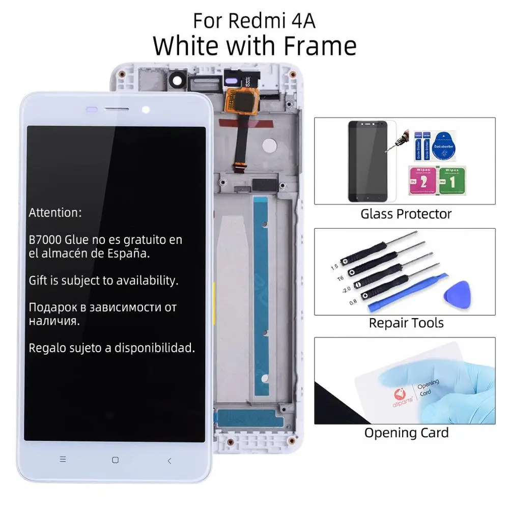 5," дисплей для XIAOMI Redmi 4A, сенсорный ЖК-экран с рамкой, ЖК-дисплей для XIAOMI Redmi 4A, запасные части - Цвет: with Frame White