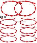 Браслет ручной работы с 7 узлами, 20 шт.лот, красный браслет-нить для защиты, амулет на удачу и дружба, Плетеный веревочный браслет, ювелирные изделия