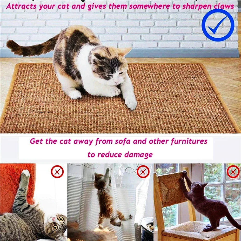 

Hldhxm Sisal Cat Scratch Board Kitten Grinding Claws Pad Sleeping Cushion Furniture Protector Carpet Climbing Tree Pet Toy Mat