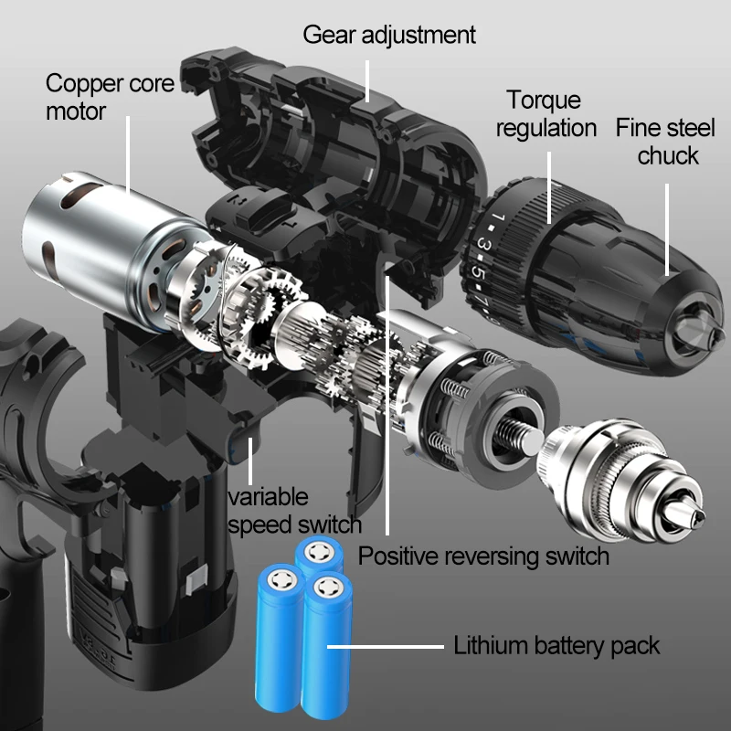 PRACMANU 12В Шуруповерт Мини аккумуляторный бытовой Электроинструмент электрическая