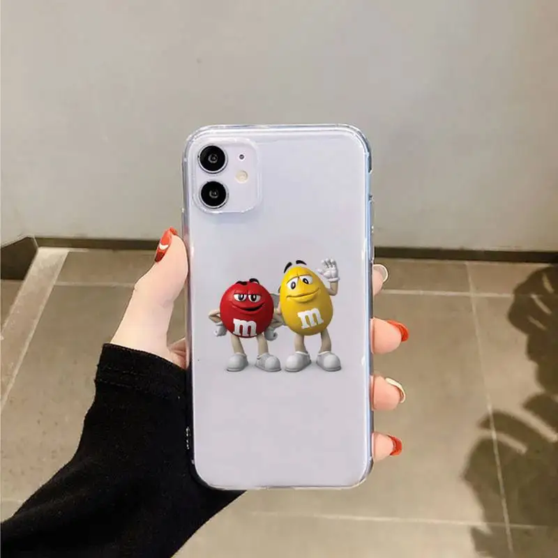 

M&M's Chocolate Nutella Bottle Phone Case Transparent for iPhone 6 7 8 11 12 s mini pro X XS XR MAX Plus