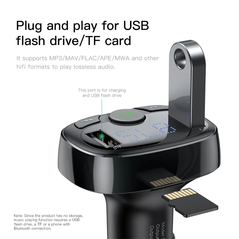FM трансмиттер Baseus с Bluetooth Aux аудио mp3 плеер радио двойной USB быстрая зарядка