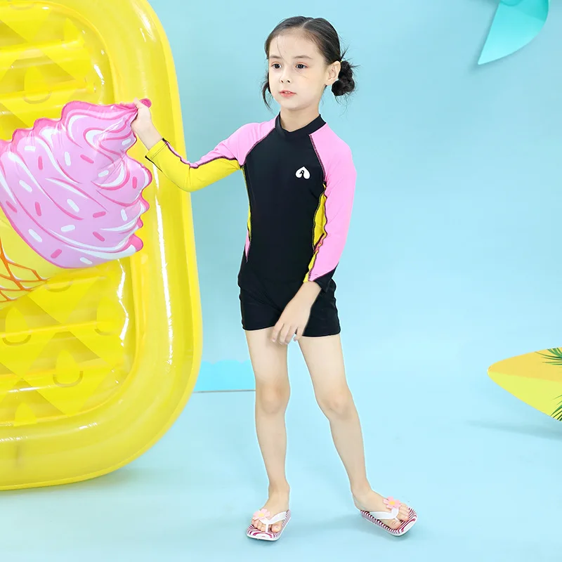 Детский купальный костюм цельнокроеная одежда для плавания с длинными рукавами