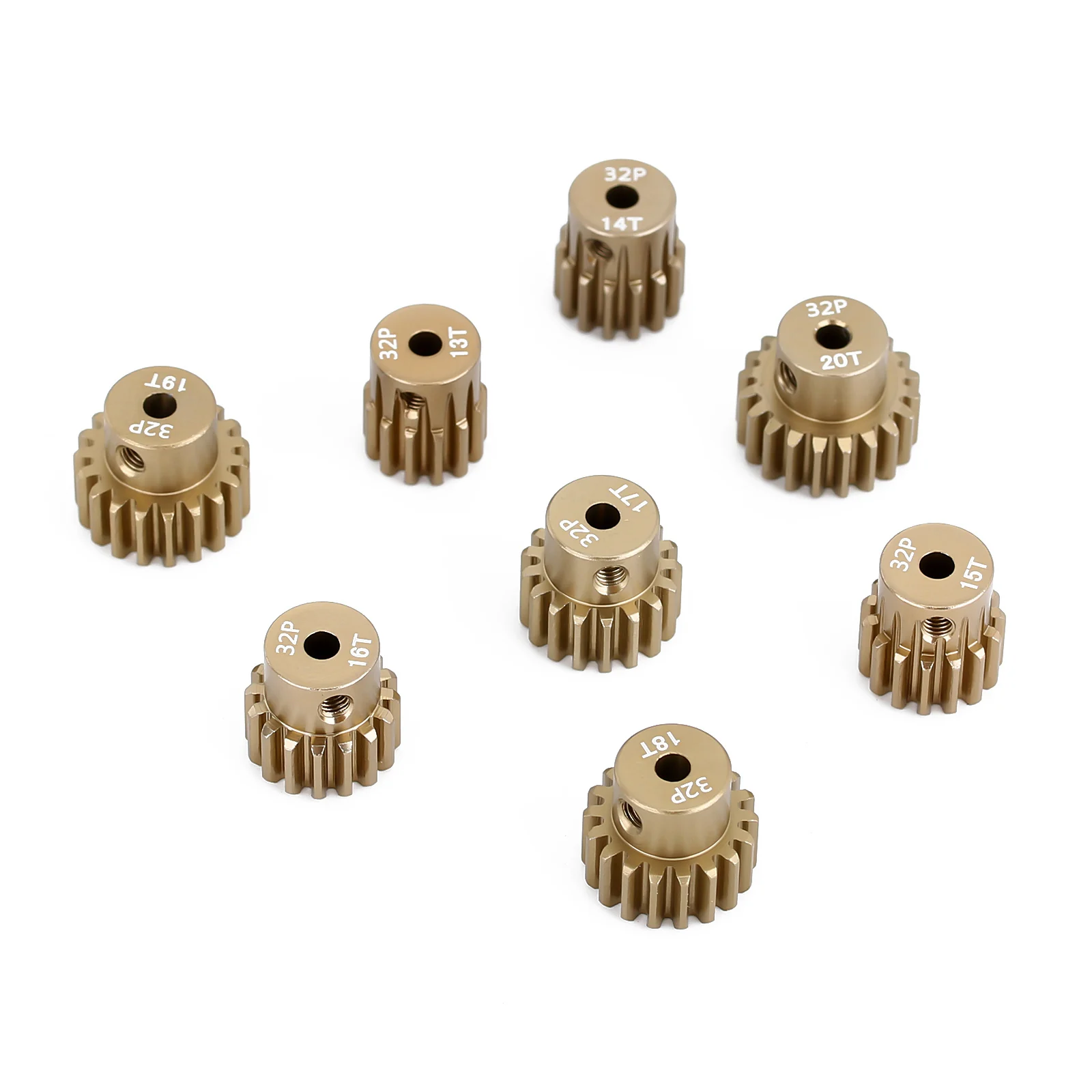 

Harden 7075 Aluminum Alloy 3.17mm 32P Motor Gear Pinion 13T 14T 15T 16T 17T 18T 19T 20T for 1/10 1/8 RC Car Parts