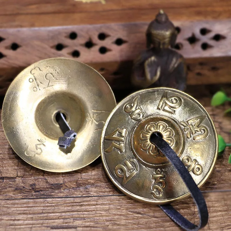 

1 Pair Yoga Cymbals Brass Cymbal Bell Chimes Tibetan Buddhist Style Tingsha Meditation Yoga Accessory Instrument Cymbals
