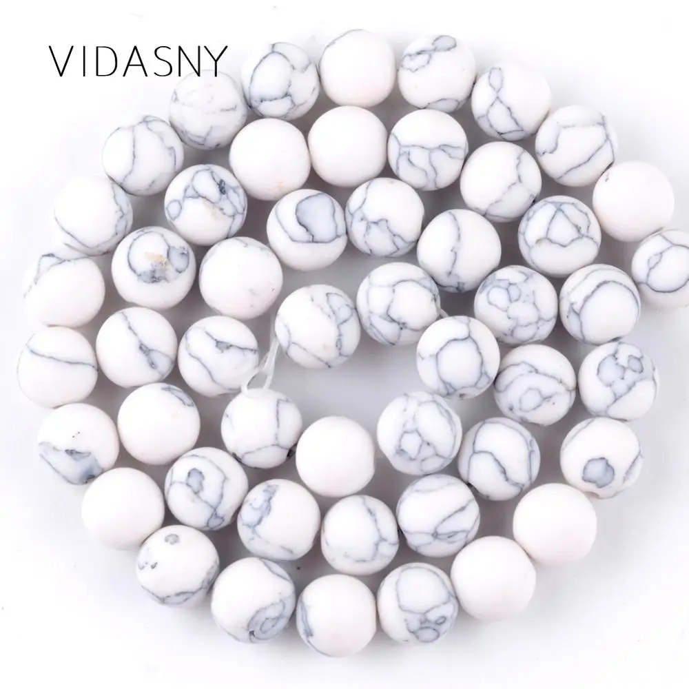 Круглые матовые бусины Howlite для рукоделия из полированного камня изготовления