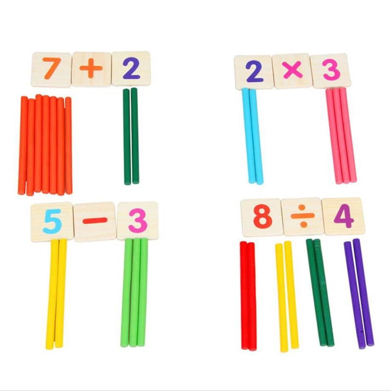 

Детские деревянные математические цифры палочки Математические Игрушки для малышей, детей раннего обучения подсчет обучающая игрушка с ко...