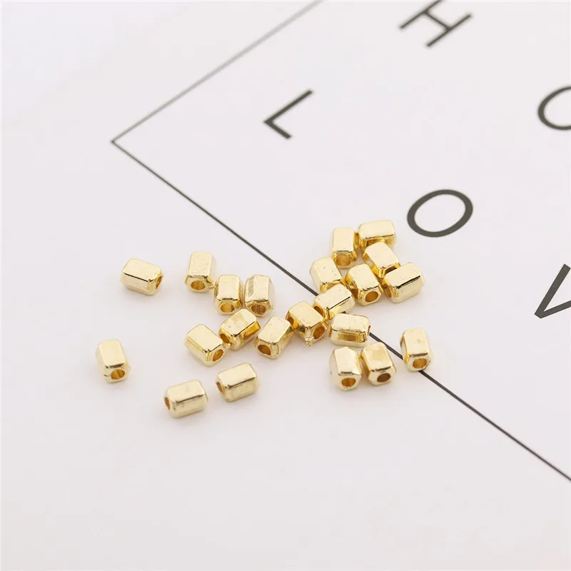 

200pcs/lot CCB Hexagon Geometric Bracelets Charm Beads 2.7*4mm 1.3mm Hole Size Gold Color DIY Jewelry Making Spacer Beads