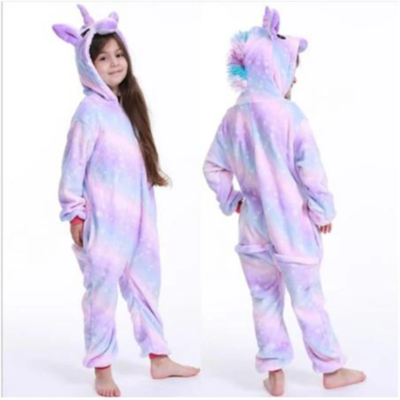 

New Winter Unicorn Flannel Soft Warm Pajamas Children's Sleepwear Homewear Toddler Boys Girls Pijamas Animal Jumpsuit