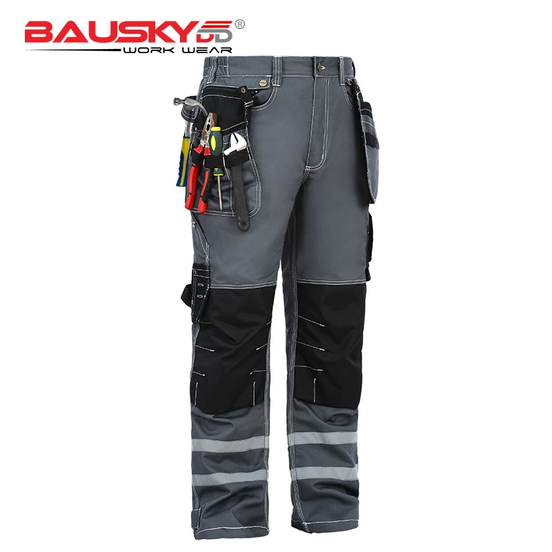 Мужские защитные рабочие брюки Bauskydd B114 с множеством карманов 100% хлопок