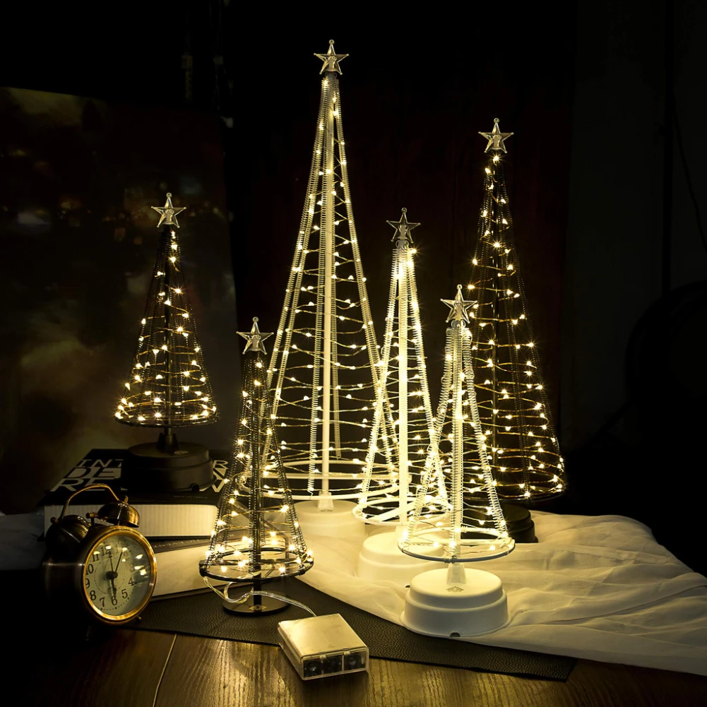 

Mini Christmas Tree Metal Decoration Light Warm Elegant Romantic Charming Luxury Gift Night Light