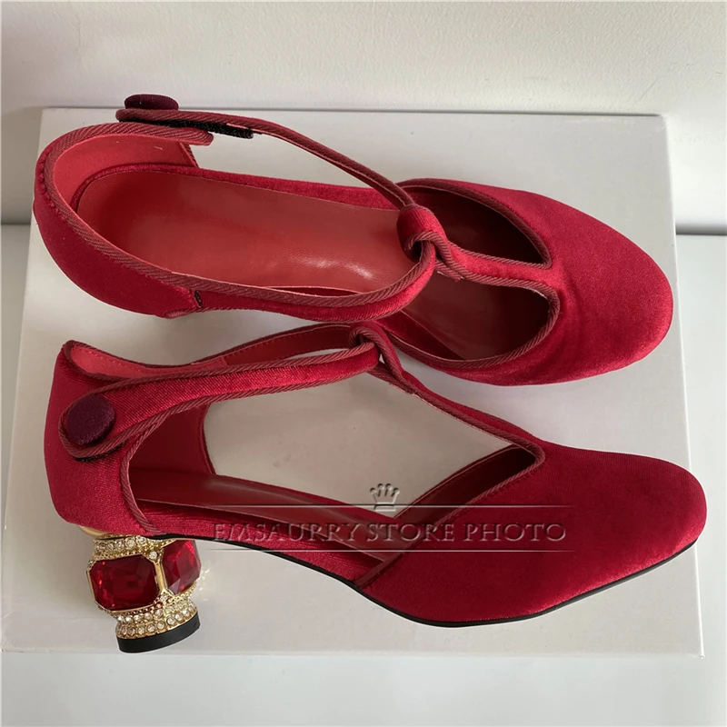 Новые весенние туфли-лодочки с Т-образным ремешком женские туфли круглым носком