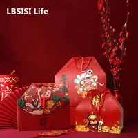 lbsisi life 5pcs chinese new year gift lucky bag spring festival party cookies chocolate packaging supplies favors red boxes
