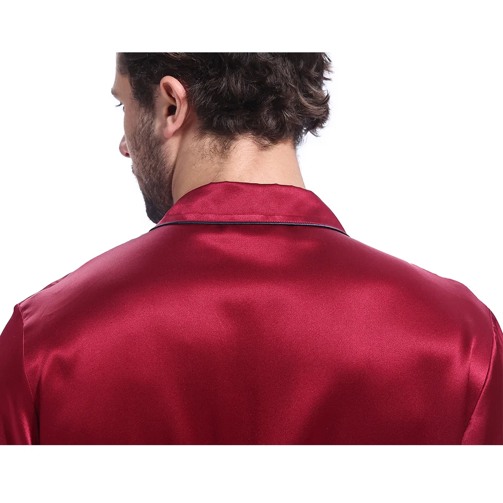 LILYSILK Silk Robe Bathrobe Sleepwear Kimono Men Night Designer Long Sleeve Belt Pockets Brand Turn Down Collar Free Shipping