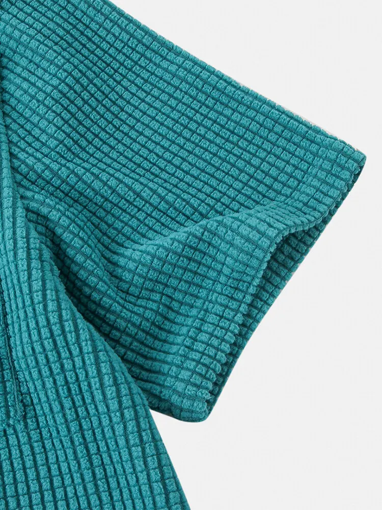 Рубашка мужская Вельветовая с короткими рукавами модная Повседневная дышащая