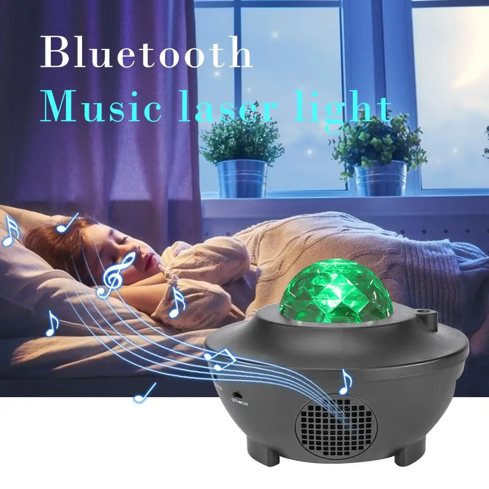 

USB LED Star Night Light Music Starry Water Wave LED Projector Light Bluetooth Projector Sound-Activated Projector Light Decor