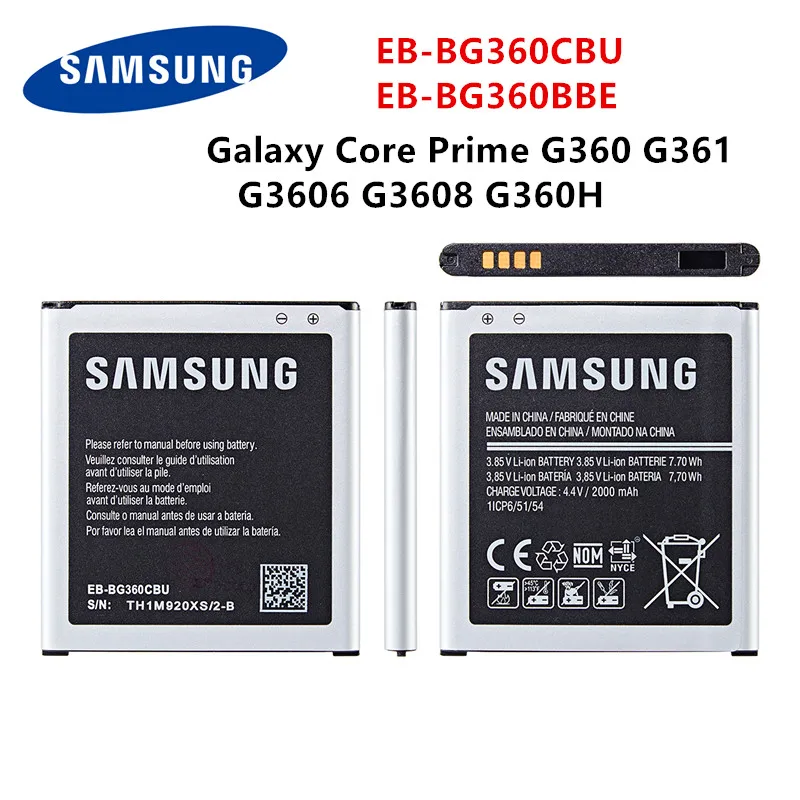 

SAMSUNG Orginal EB-BG360CBU EB-BG360BBE Battery 2000mAh For Samsung Galaxy Core Prime G360 G361 G3609 G3608 G3606 J200 J2(2017)