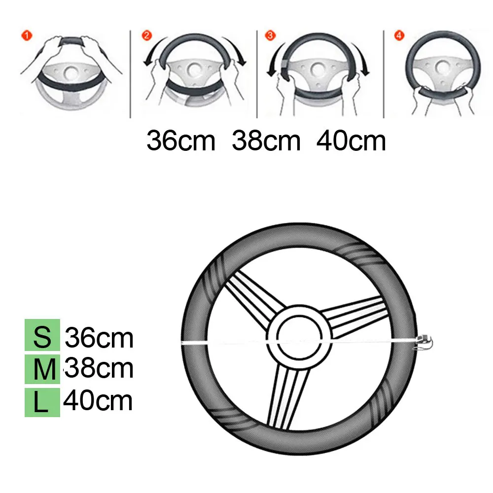 

1Pcs Universal Genuine Leather Car Steering Wheel Covers, 14.2-15.7 inch Breathable Anti-slip Auto Car Steering Wheel Cover