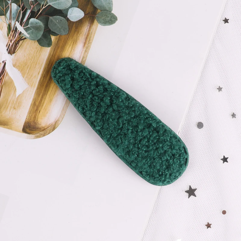 Green 1 шт., заколки для волос карамельного цвета, в форме капли, квадратные, вьющиеся, пушистые, плюшевые, заколки для волос, BB, для женщин, девушек, милые, милые аксессуары для волос - Цвет: Green