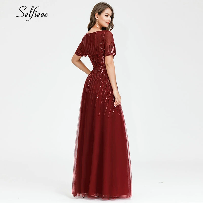 Блестящие красные платья Макси платье прямое детское с круглым вырезом