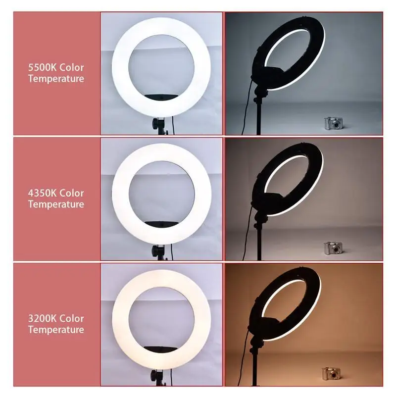

Yidoblo Pink FS-480II Camera Photo/Studio/Phone/Video 18"48W 480 LED Ring Light 5500K Photography Dimmable Ring makeuplamp