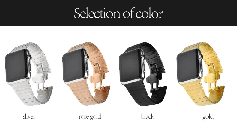 Ремешок из нержавеющей стали для Apple Watch band 5 4 44 мм 40 мм iWatch 3 2 band 42 мм/38 мм Бабочка Пряжка металлический браслет аксессуары