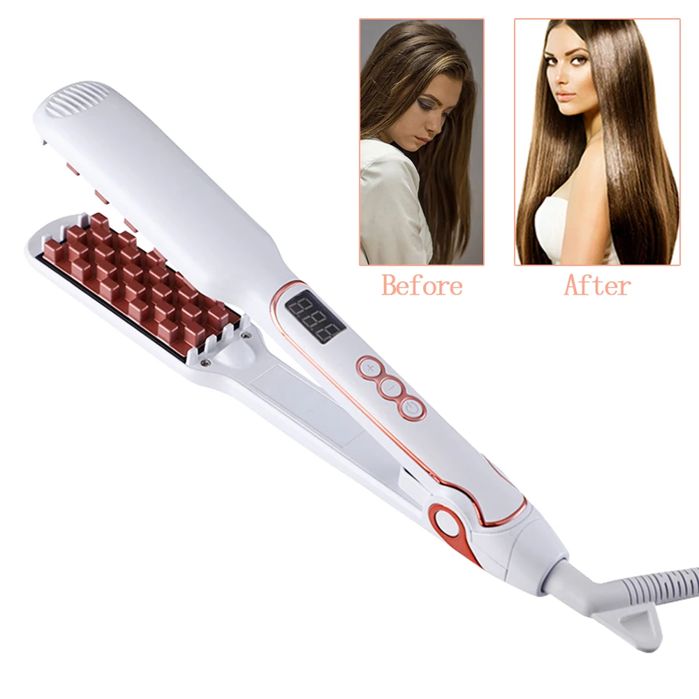 

Classic 1 1/2 Inch Volumizing Hair Iron Hair Straightener Brush Comb 2 in 1 Hair Straightener Comb Crimper Waves Corn Brushes