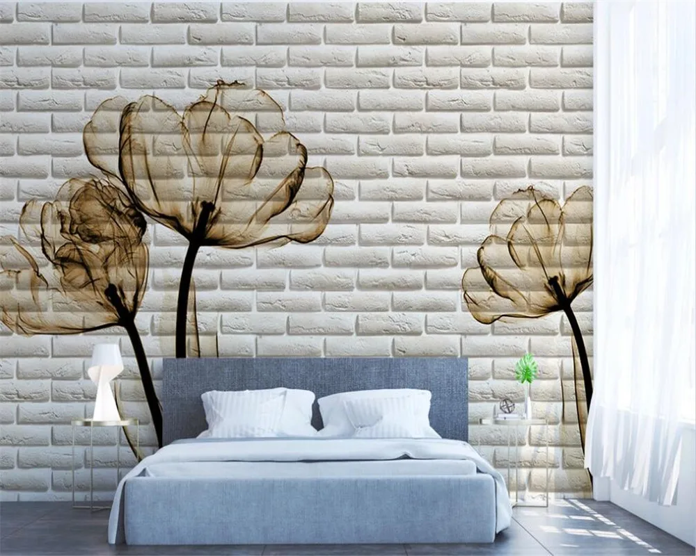 Настенные 3D-обои тюльпан на заказ кирпичная стена для спальни гостиной дивана