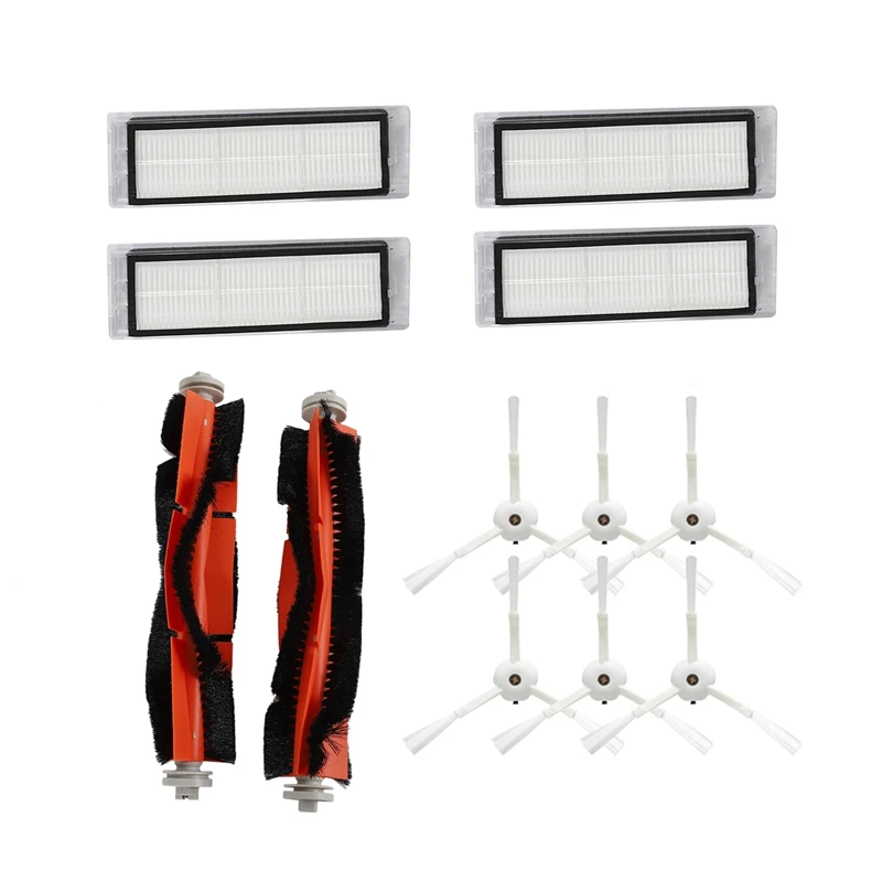 

6 Side Brush + 4 HEPA Filter + 2 Main Roller Brush for Xiaomi Vacuum 2 Roborock S50 S51 MI Robot Vacuum Cleaner Spare Parts