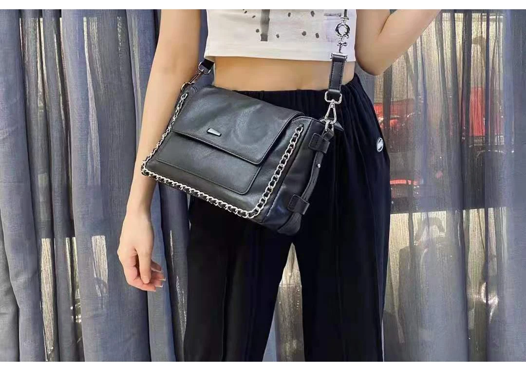 

oil wax genuine leather shoulder bags Full grain leather Flap bags real leather chain messenger bags