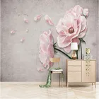 Розовые розы, цветы, серый фон, настенные покрытия для гостиной, спальни, Декор, настенные 3D цветочные обои, домашний декор