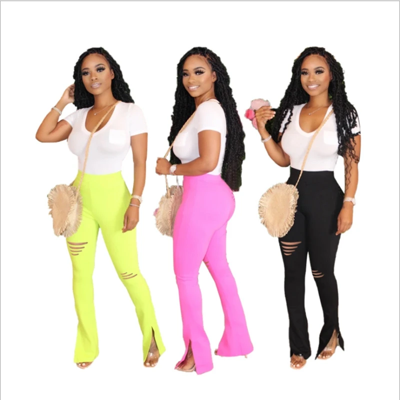 

Женская одежда, осенняя одежда, пикантные повседневные брюки с разрезом и цветочным принтом, Клубная одежда Y2k, одежда для улицы, оптовая про...