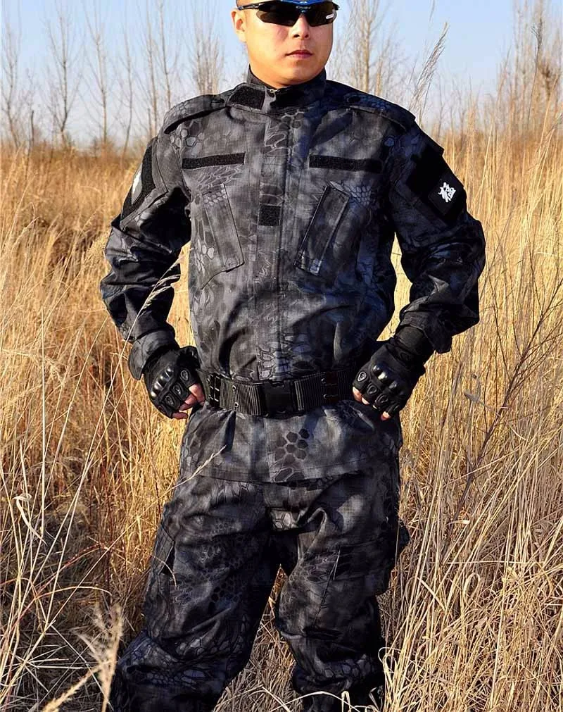 US Army Military Uniform Rattlesnake Camo Shooter Jacket Mens Python Grain Tactical Sets Man and Pants | Тематическая одежда и