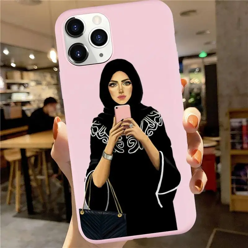 

Muslim Islamic Arabic Gril Eyes high quality Phone Case shell Candy Color for iPhone 6 7 8 11 12 s mini pro X XS XR MAX Plus