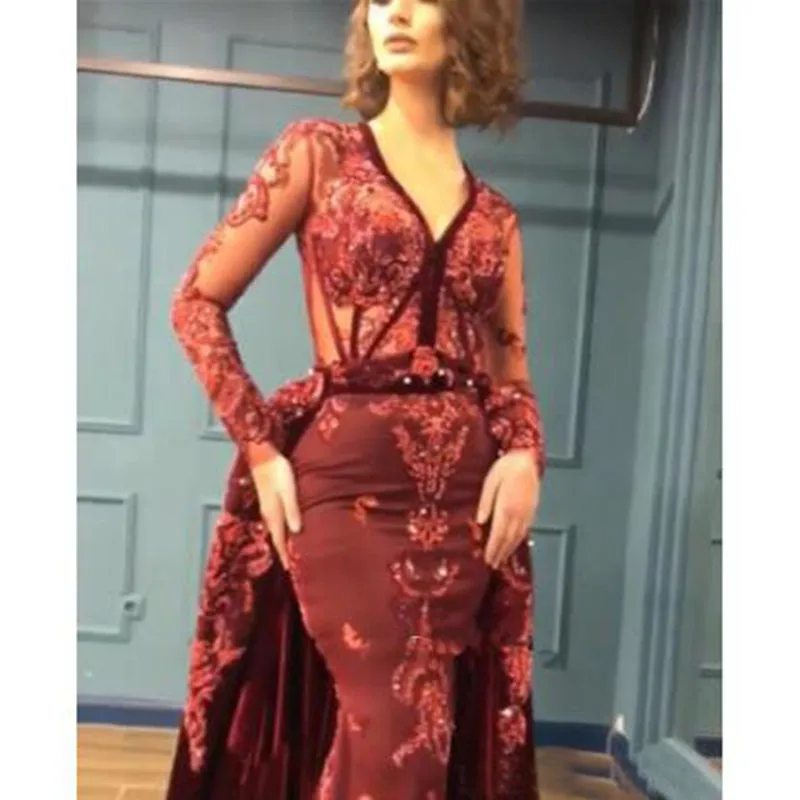 Элегантное вечернее платье с аппликацией v образный вырез длинное прозрачное 2019