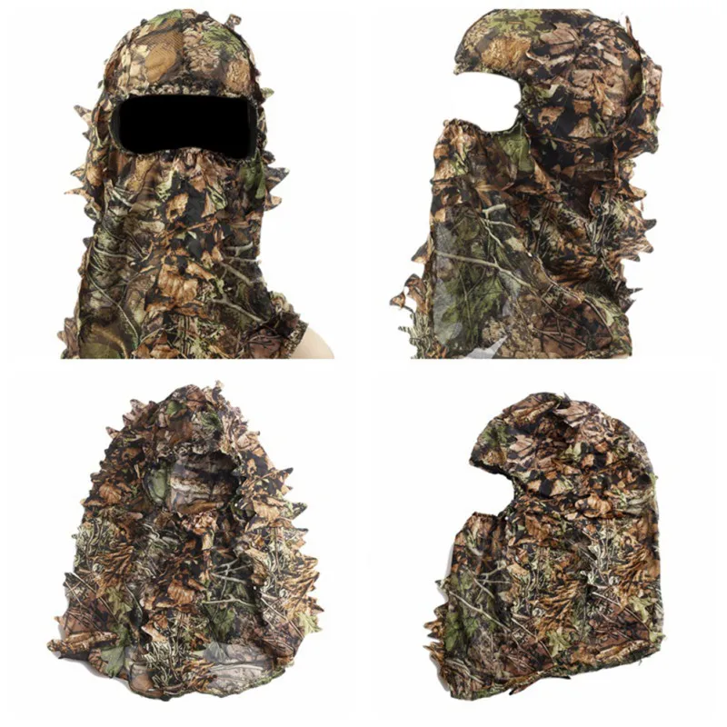 Camouflage Leafy Ghillie Face Mask 3D Balaclava Green Head Net Hunting Hat Airsoft Paintball Accessories |