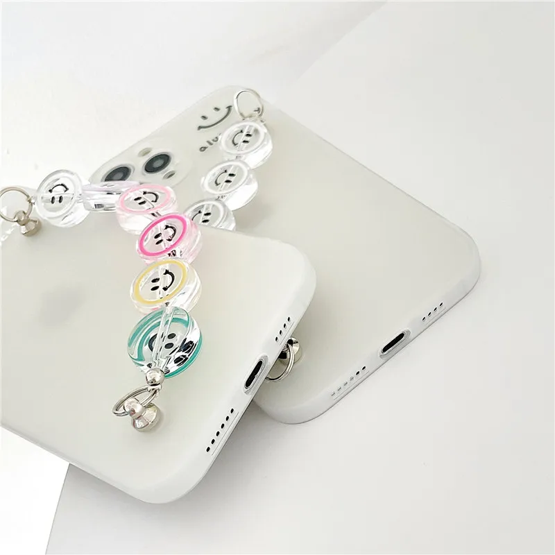 

Fashion Transparent Smile Wristband Matte Phone Case For iPhone 12 Mini 11 Pro MAX SE 2020 XS Max XR X 7 8 Plus Soft Back Cover