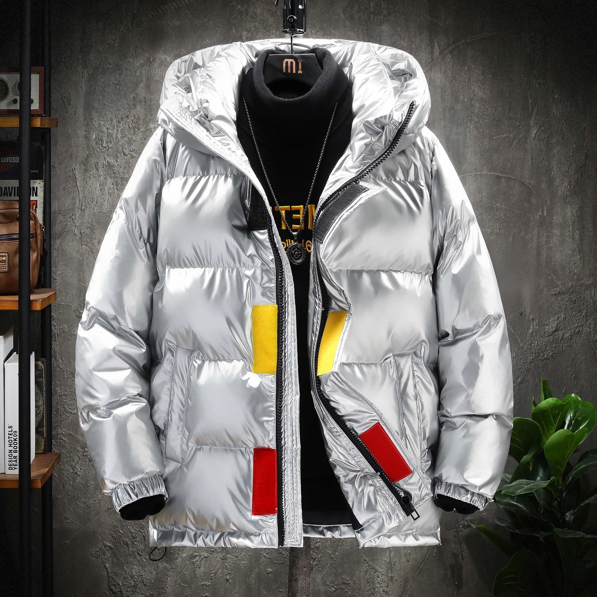 

-20 Degree Winter Men's Warm Cotton Padded Coat Shiny Down Padded Parka M-5XL Loose Outwear Youth Students Hooded Puffer Jackets