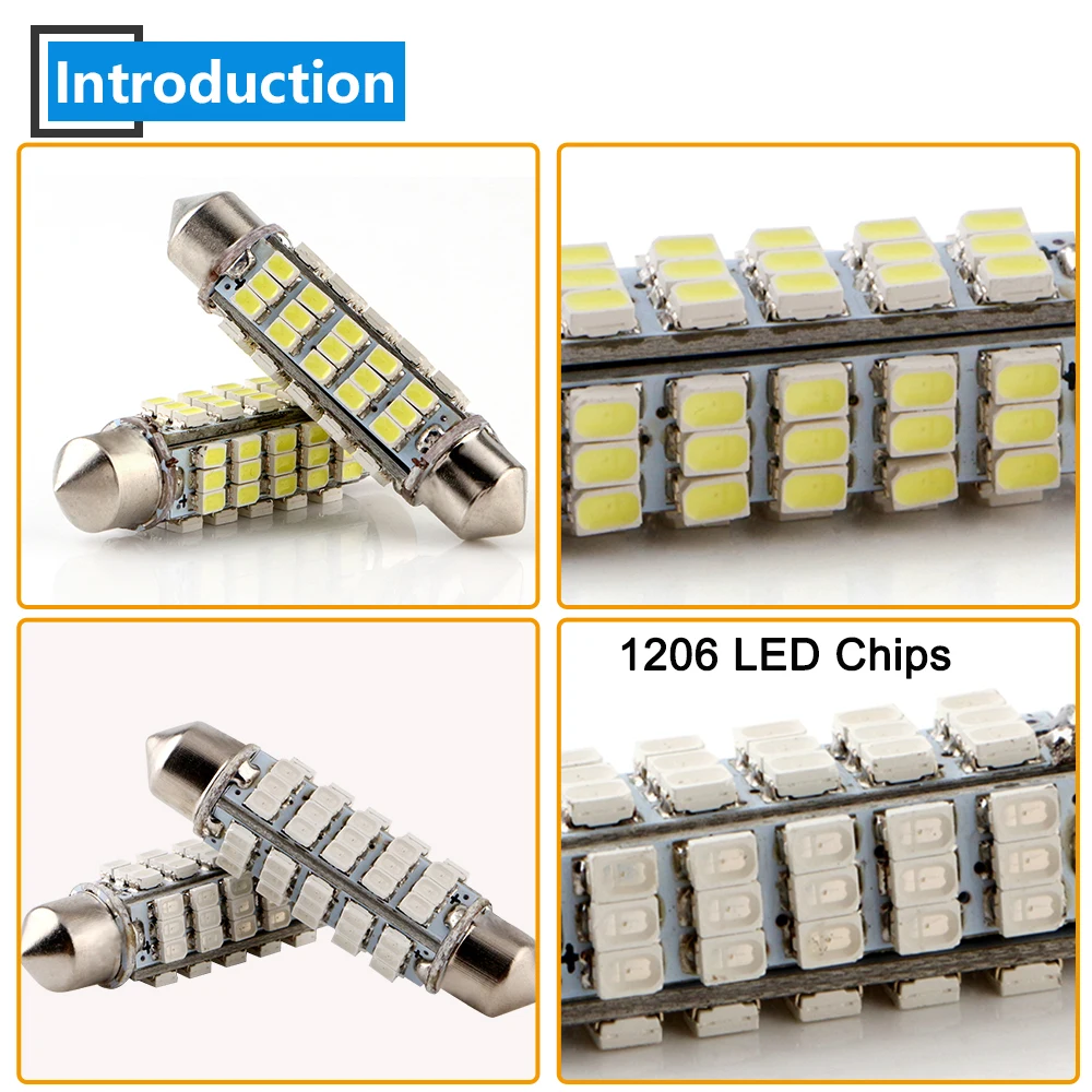 4 шт. 44 мм 12 В 1206 60 Smd светодиодные лампочки для чтения потолочный светильник автомобильная лампа на дверь белый синий красный янтарь зеленый CE/RoHS совместимый