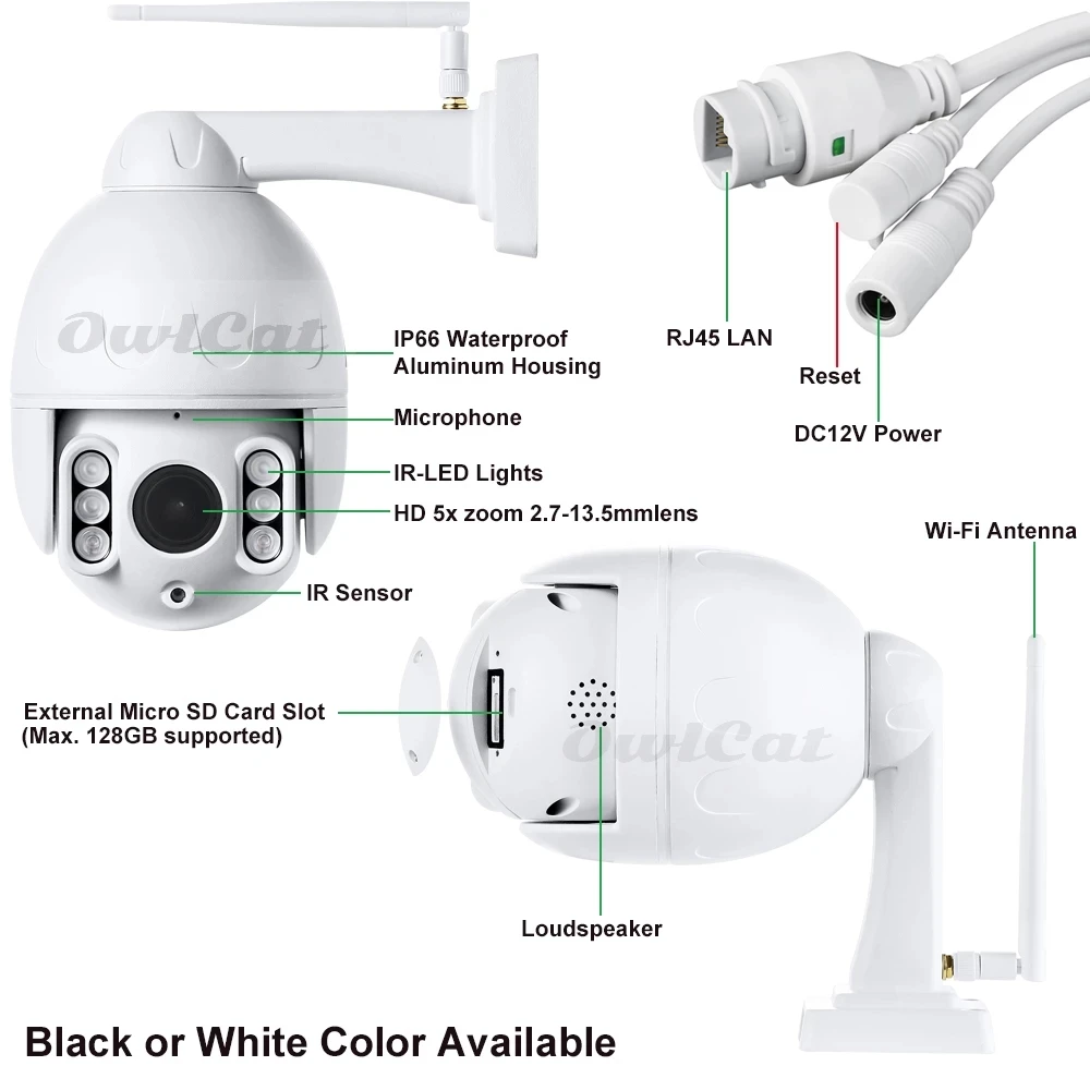 Открытый Водонепроницаемый IP Камера Wi Fi 2MP 5MP функции панорамирования наклона и