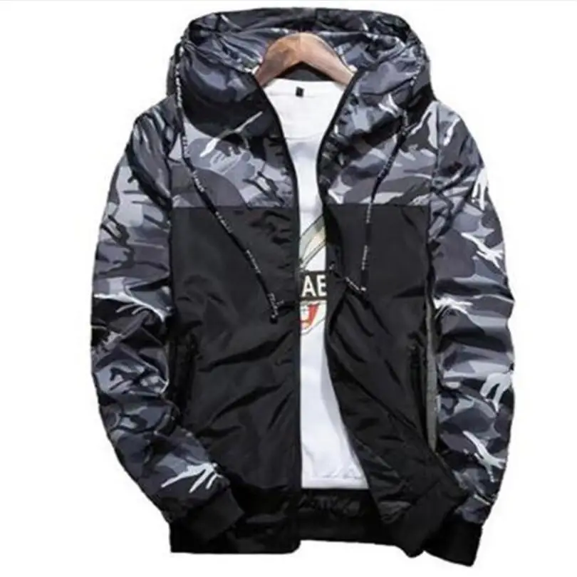 

Spring Autumn Mens Casual Camouflage Hoodie Jacket Men Waterproof Clothes Men's Windbreaker Coat Male Outwear