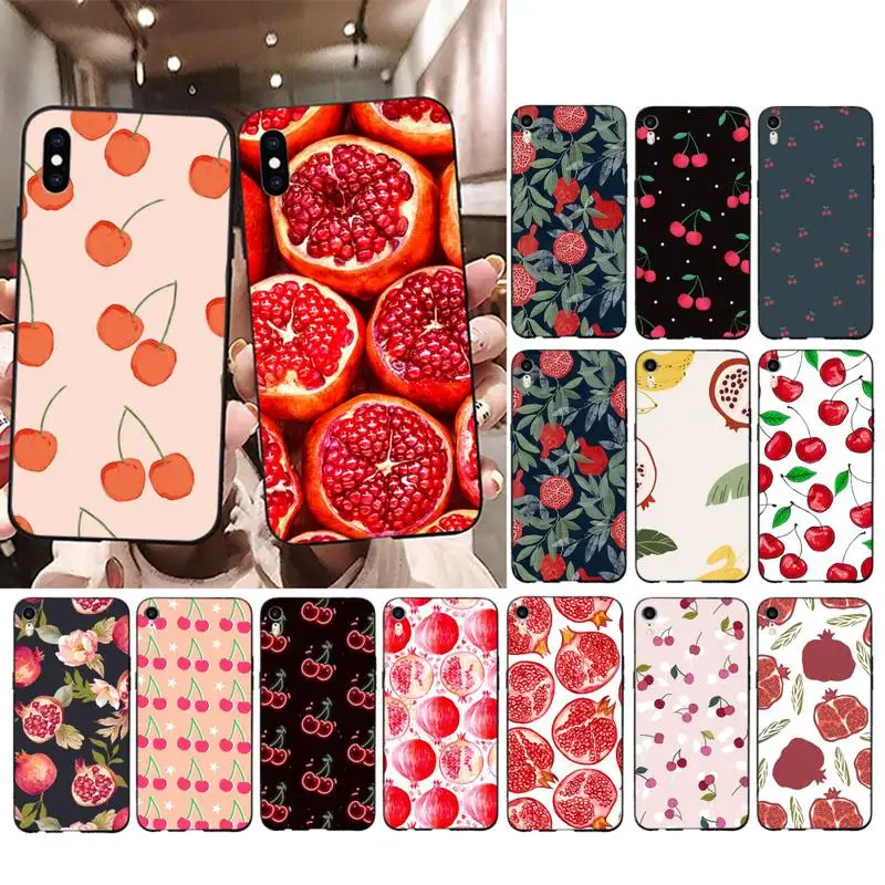 Чехол для телефона с изображением фруктов Красного граната и вишни iPhone 13 11 12 pro XS