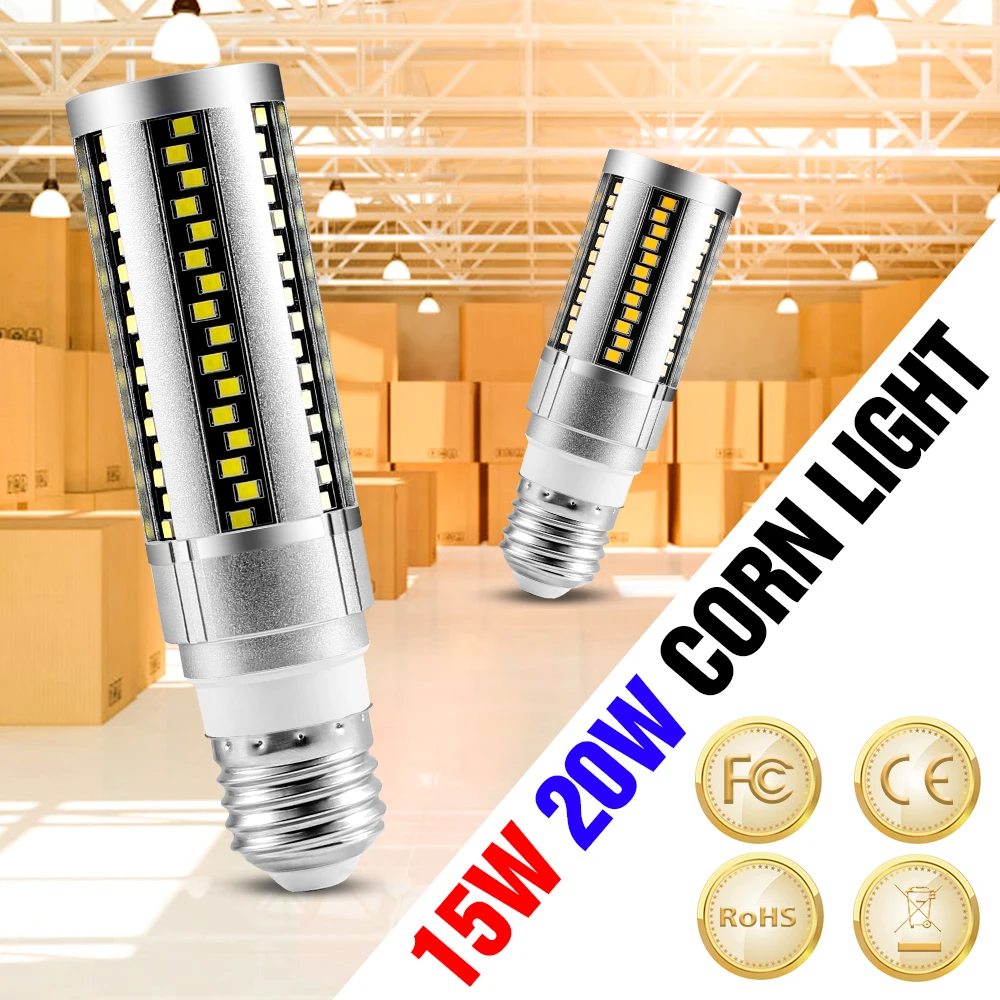 

E27 LED Bulb 220V Ampoule Aluminum Corn Light 15W 20W Lamp Flood Light LED 110V Lampara Energy Saving Spotlight Basement Factory