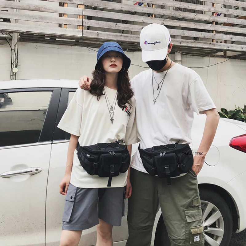 Fashion Brand 2020 New ins chest bag Super Fire Fluorescent Band man Waist Bag Multi-functional Canvas Single Shoulder |