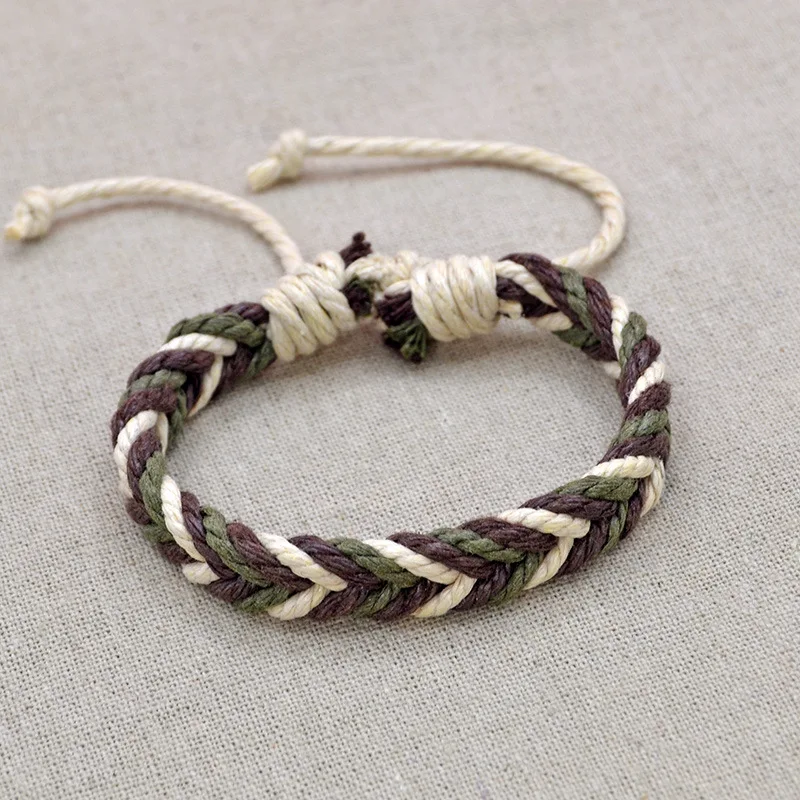 Бразильские плетеные веревочные браслеты для женщин винтажные из хлопка Прямая