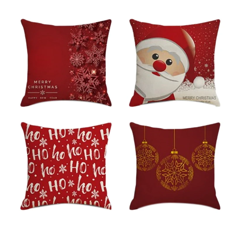 

Рождественская квадратная наволочка, домашний декор, льняные наволочки для подушек, наволочки для дивана, автомобильный узор, подарок 45x45 с...