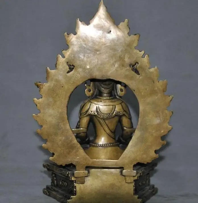 Old Tibet buddhism bronze Kwan-Yin Guanyin Bodhisattva Amitabha Buddha statue | Дом и сад
